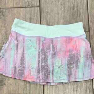 ivivva by lululemon skirt with shorts, light blue, purple, & pink, girls size 7